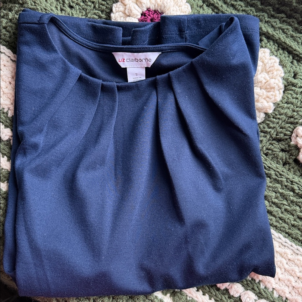 Liz Claiborne Dark Navy Short Sleeve Top